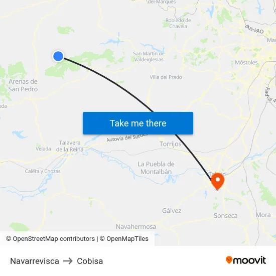 Navarrevisca to Cobisa map