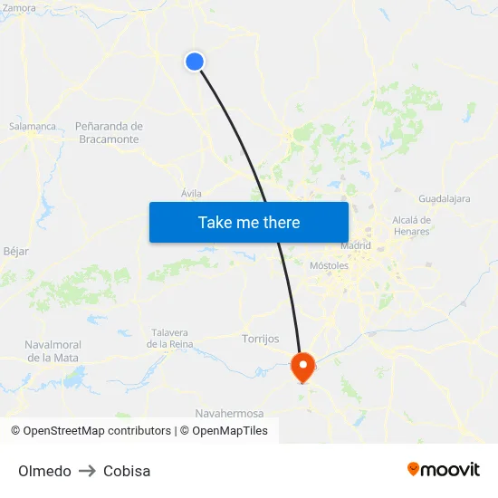 Olmedo to Cobisa map