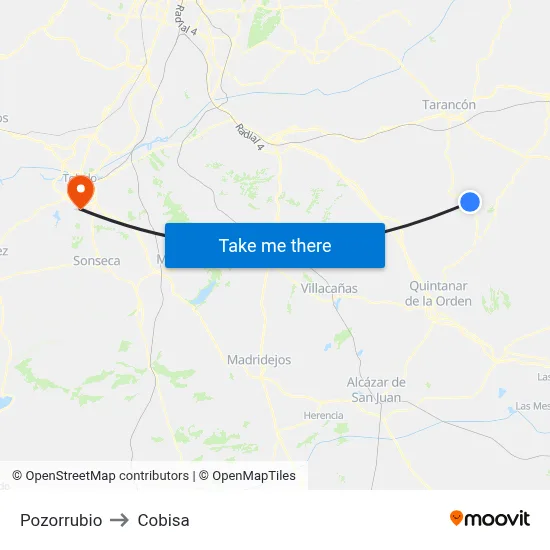 Pozorrubio to Cobisa map