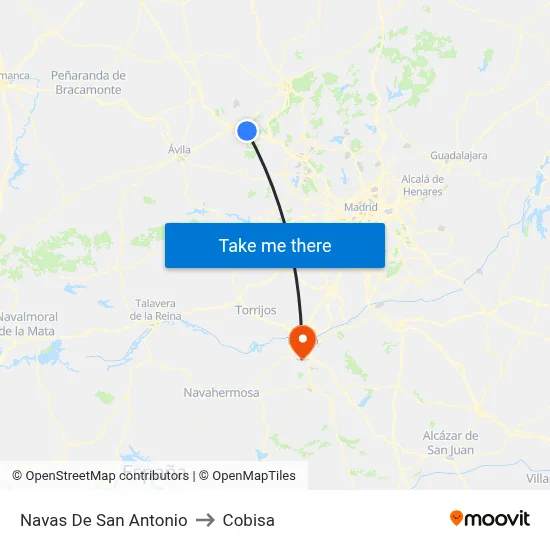 Navas De San Antonio to Cobisa map