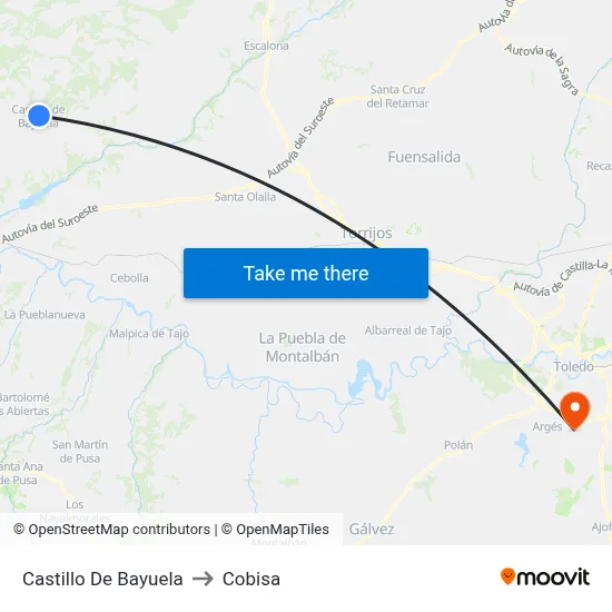 Castillo De Bayuela to Cobisa map