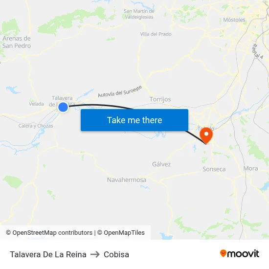 Talavera De La Reina to Cobisa map
