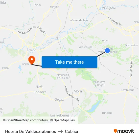 Huerta De Valdecarábanos to Cobisa map