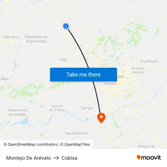 Montejo De Arévalo to Cobisa map