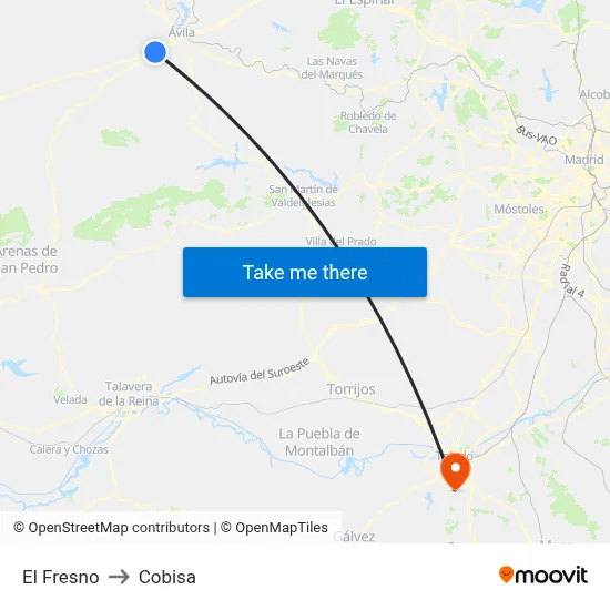 El Fresno to Cobisa map