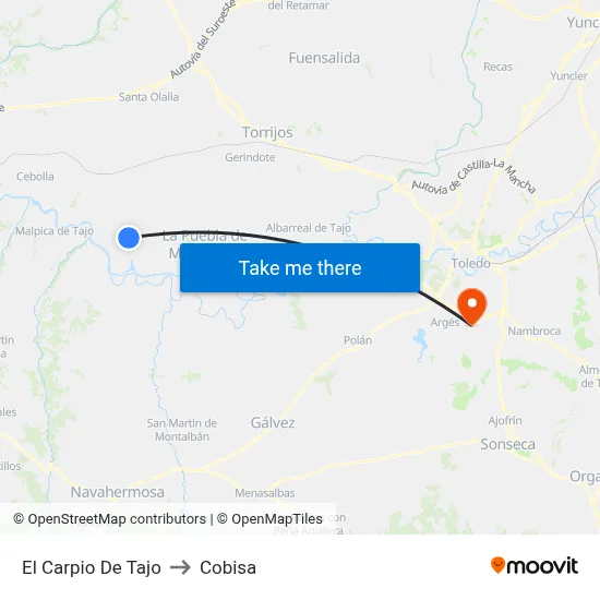 El Carpio De Tajo to Cobisa map