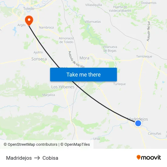 Madridejos to Cobisa map