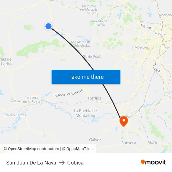 San Juan De La Nava to Cobisa map