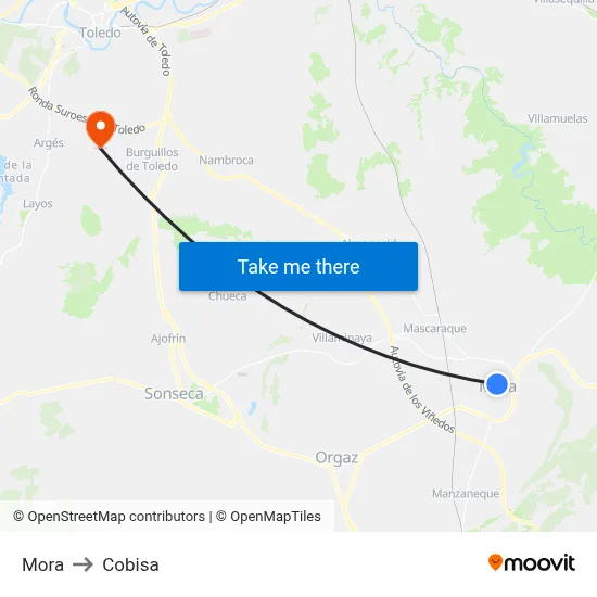 Mora to Cobisa map
