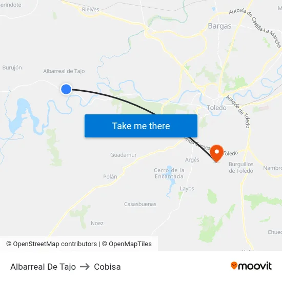 Albarreal De Tajo to Cobisa map