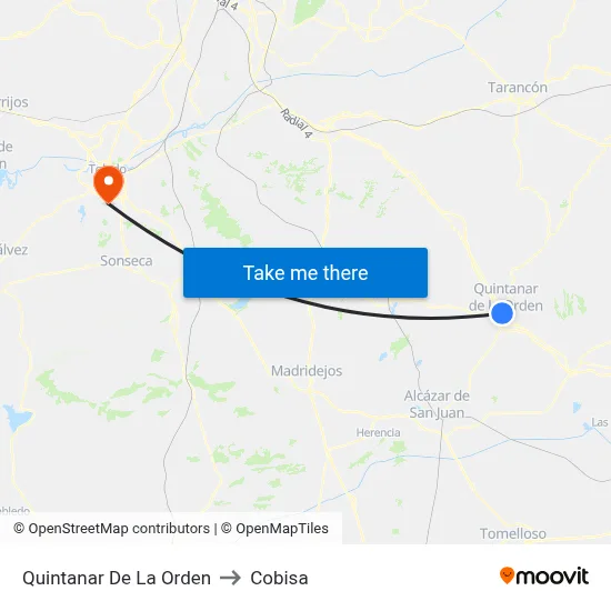 Quintanar De La Orden to Cobisa map