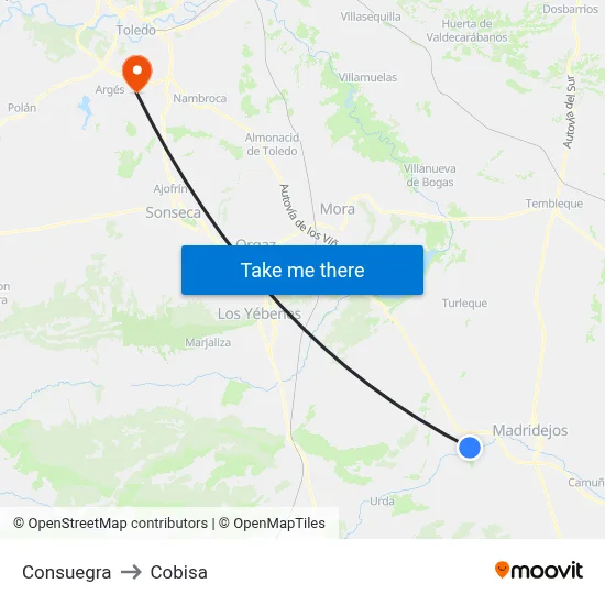 Consuegra to Cobisa map