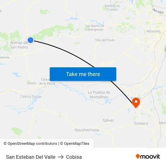 San Esteban Del Valle to Cobisa map