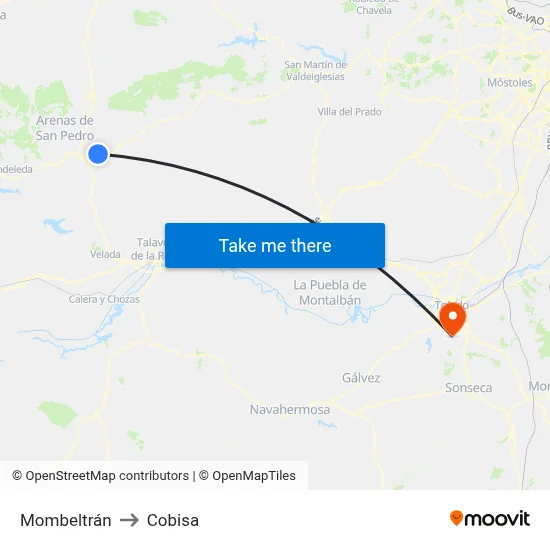Mombeltrán to Cobisa map