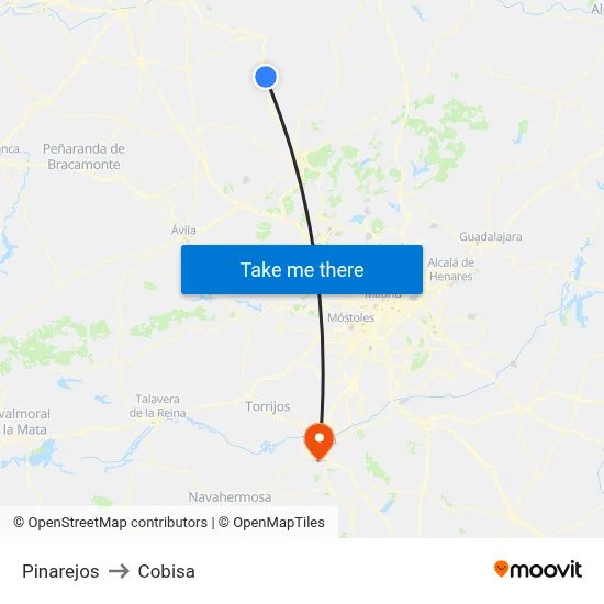 Pinarejos to Cobisa map