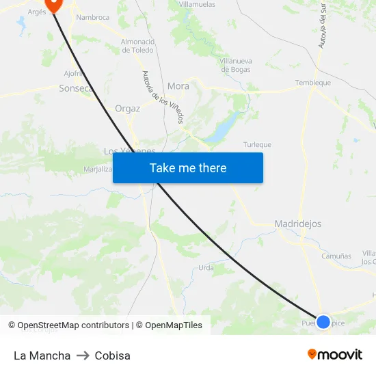La Mancha to Cobisa map