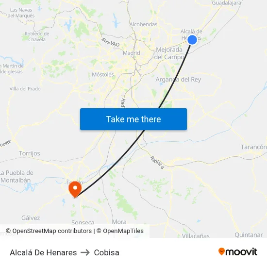 Alcalá De Henares to Cobisa map
