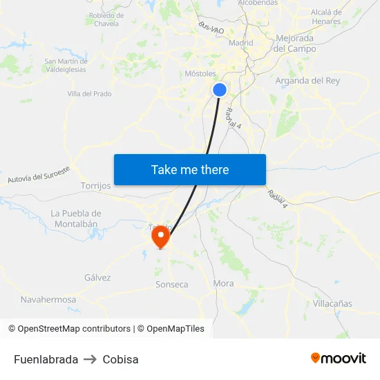 Fuenlabrada to Cobisa map