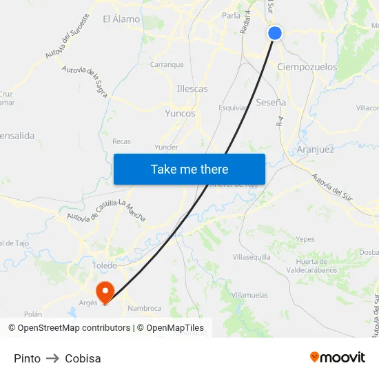 Pinto to Cobisa map