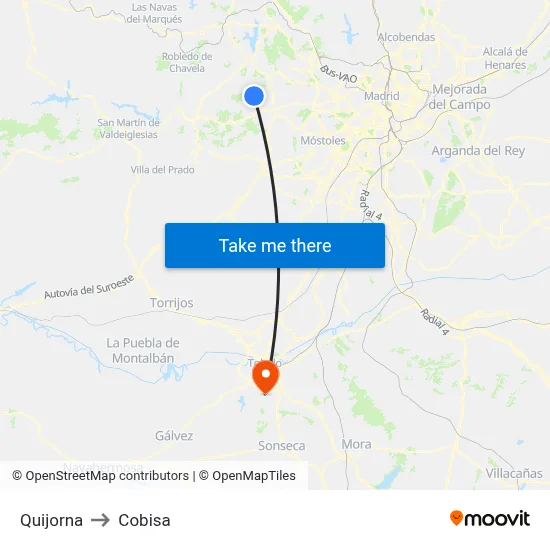 Quijorna to Cobisa map