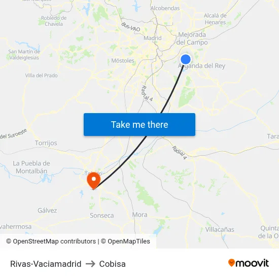 Rivas-Vaciamadrid to Cobisa map