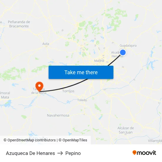 Azuqueca De Henares to Pepino map