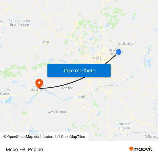 Meco to Pepino map