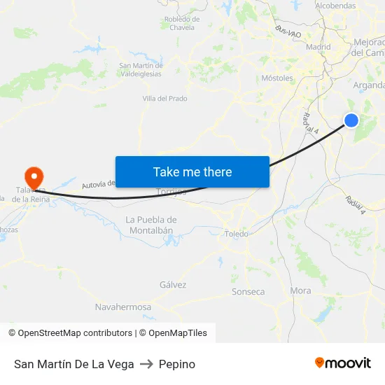 San Martín De La Vega to Pepino map