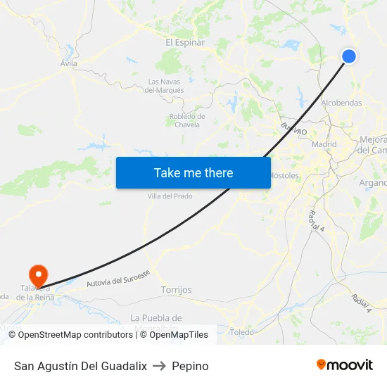 San Agustín Del Guadalix to Pepino map