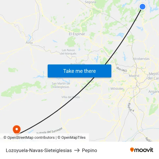 Lozoyuela-Navas-Sieteiglesias to Pepino map