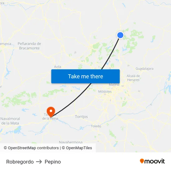 Robregordo to Pepino map