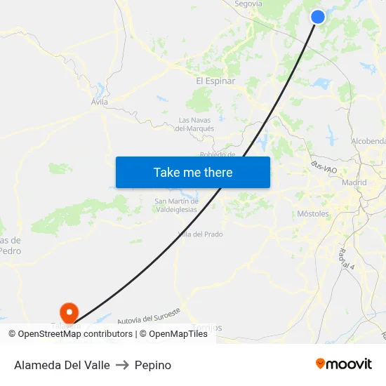 Alameda Del Valle to Pepino map