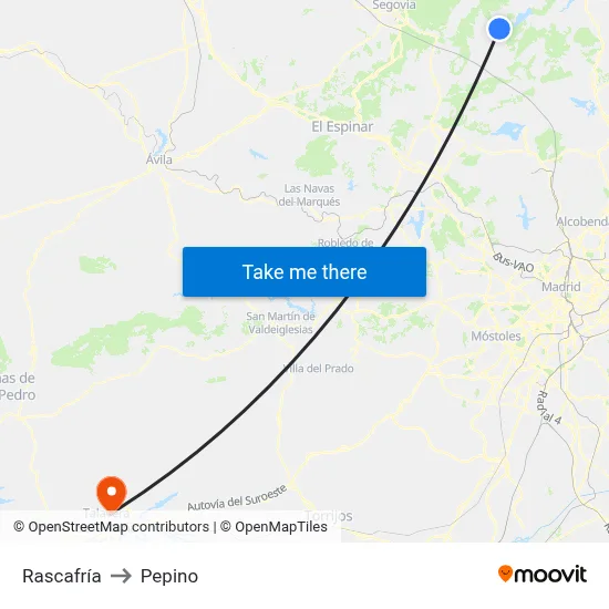 Rascafría to Pepino map