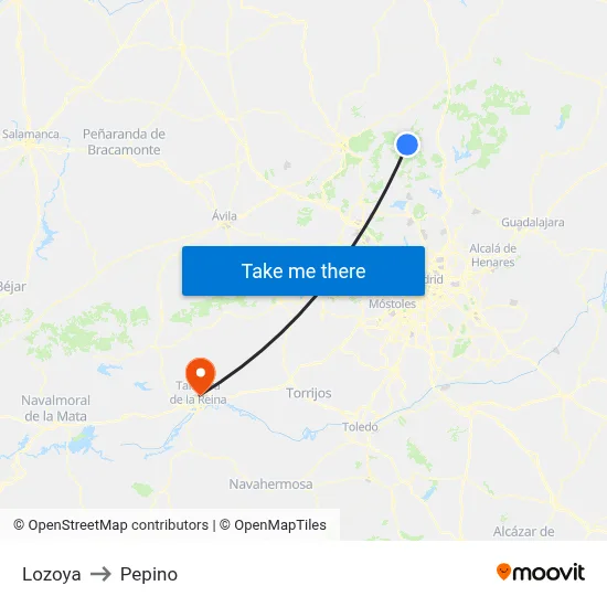 Lozoya to Pepino map