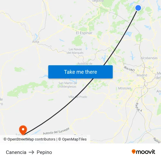 Canencia to Pepino map