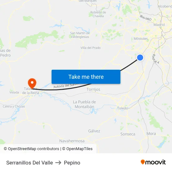 Serranillos Del Valle to Pepino map