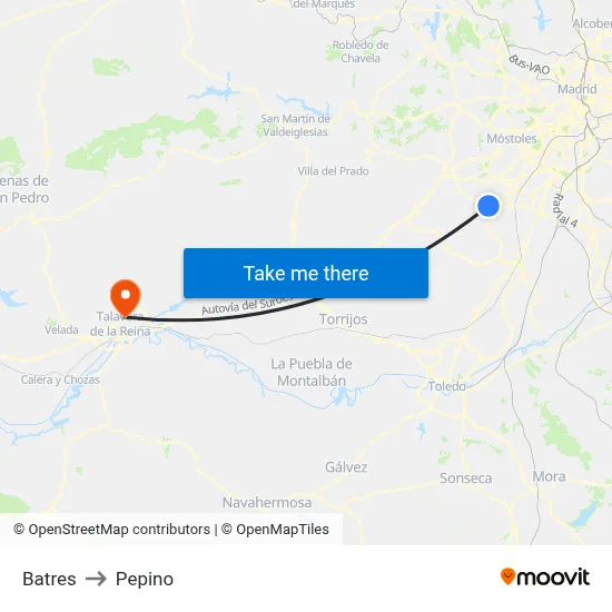 Batres to Pepino map