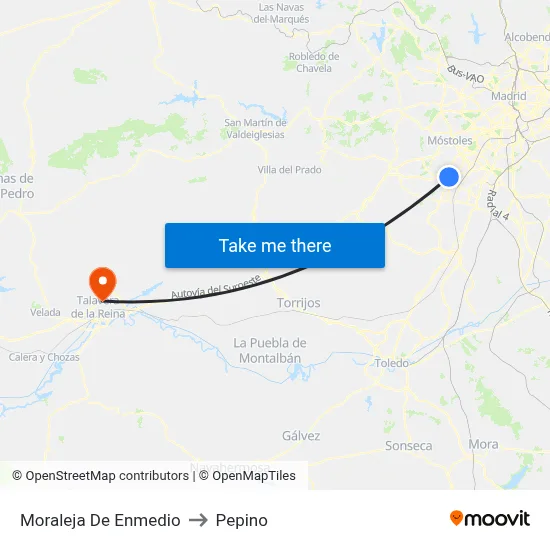 Moraleja De Enmedio to Pepino map