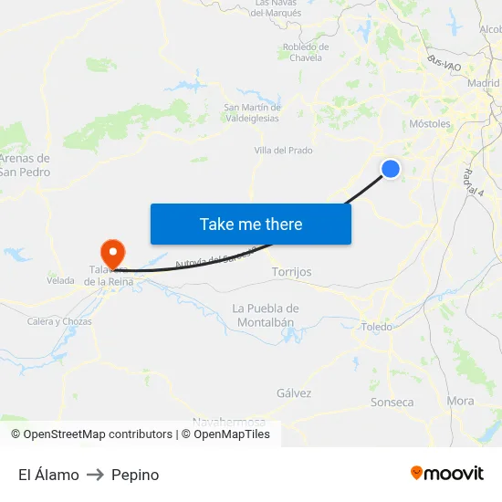 El Álamo to Pepino map