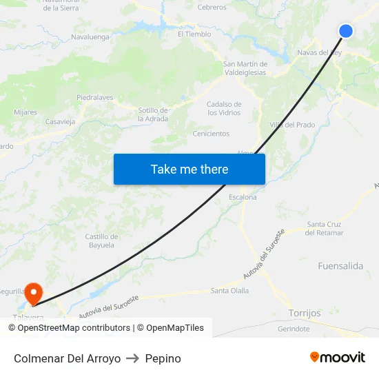 Colmenar Del Arroyo to Pepino map