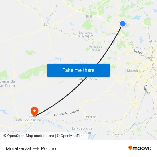 Moralzarzal to Pepino map