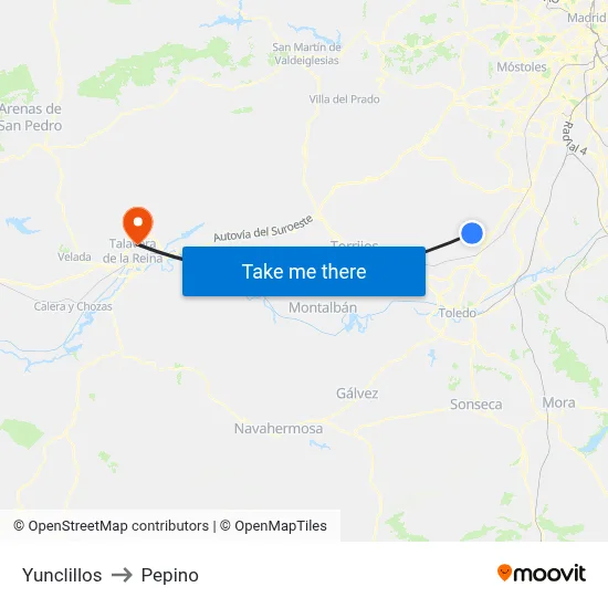 Yunclillos to Pepino map