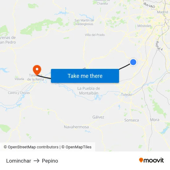 Lominchar to Pepino map