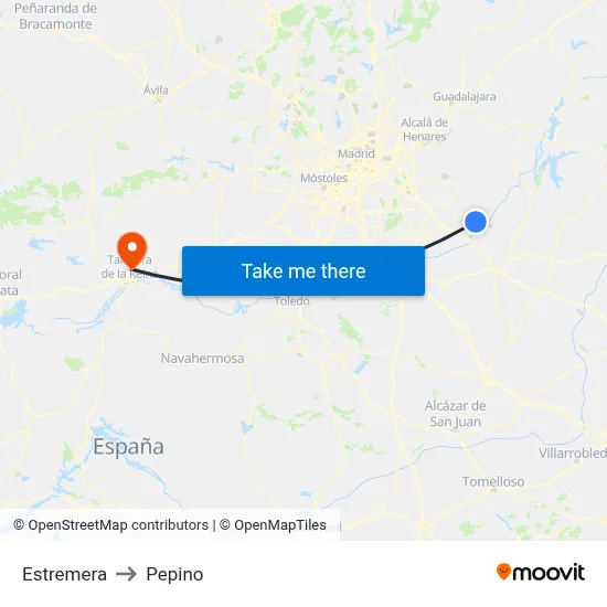 Estremera to Pepino map