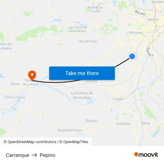 Carranque to Pepino map