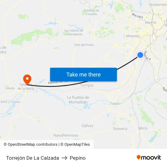 Torrejón De La Calzada to Pepino map