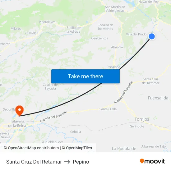 Santa Cruz Del Retamar to Pepino map