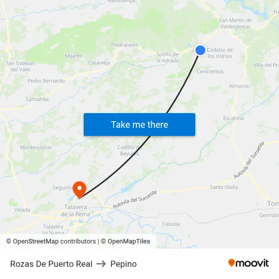 Rozas De Puerto Real to Pepino map