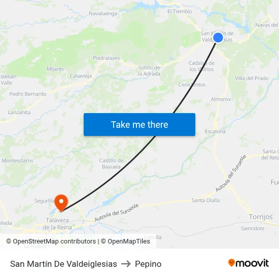 San Martín De Valdeiglesias to Pepino map