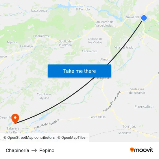 Chapinería to Pepino map